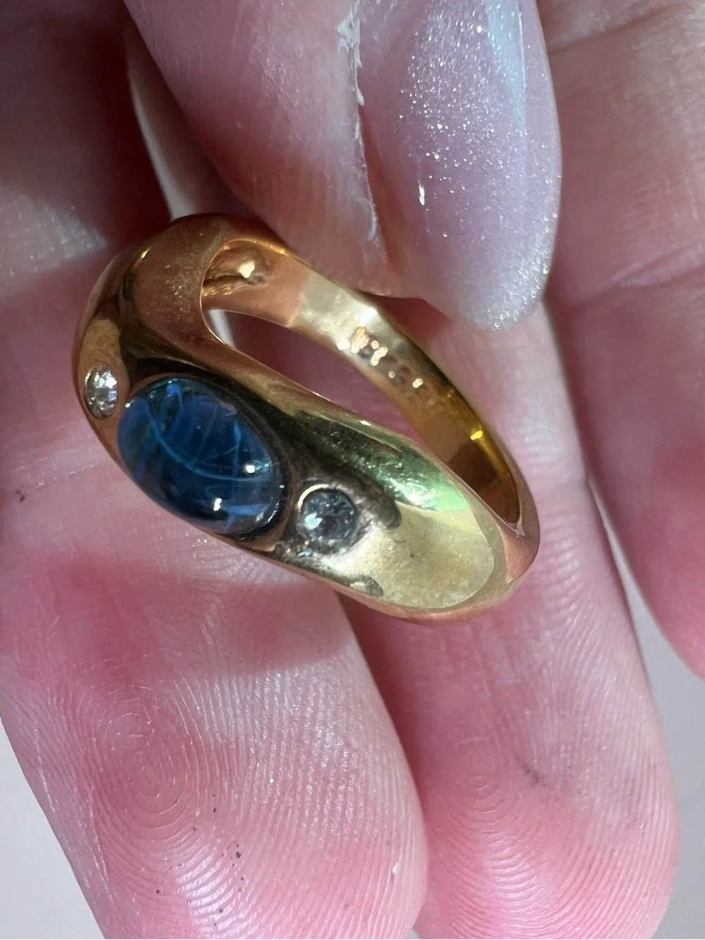 18K gold electroplate Trio Multi-Stone Cocktail Rings - Red Blue Green